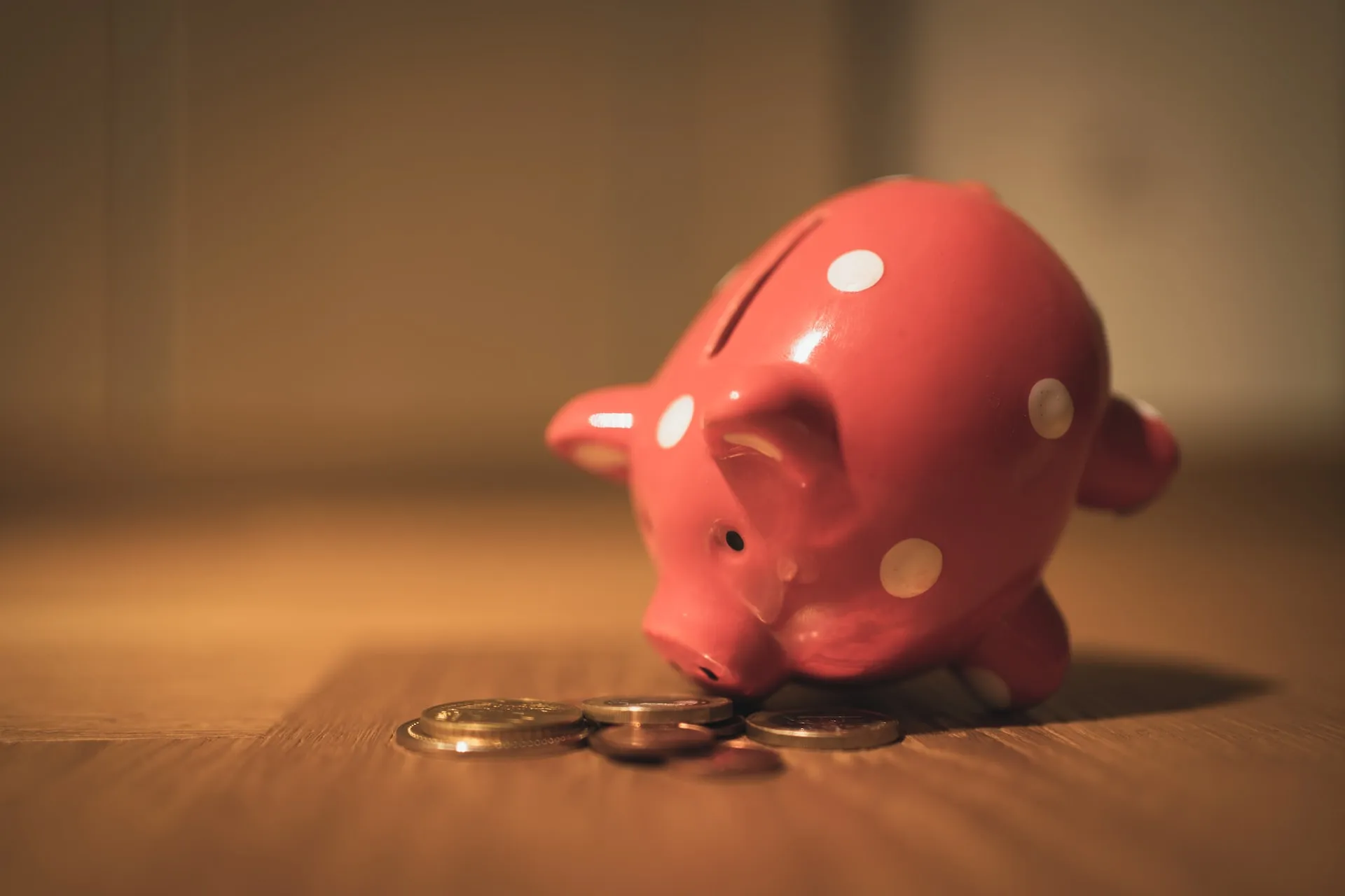 Piggy bank with coins