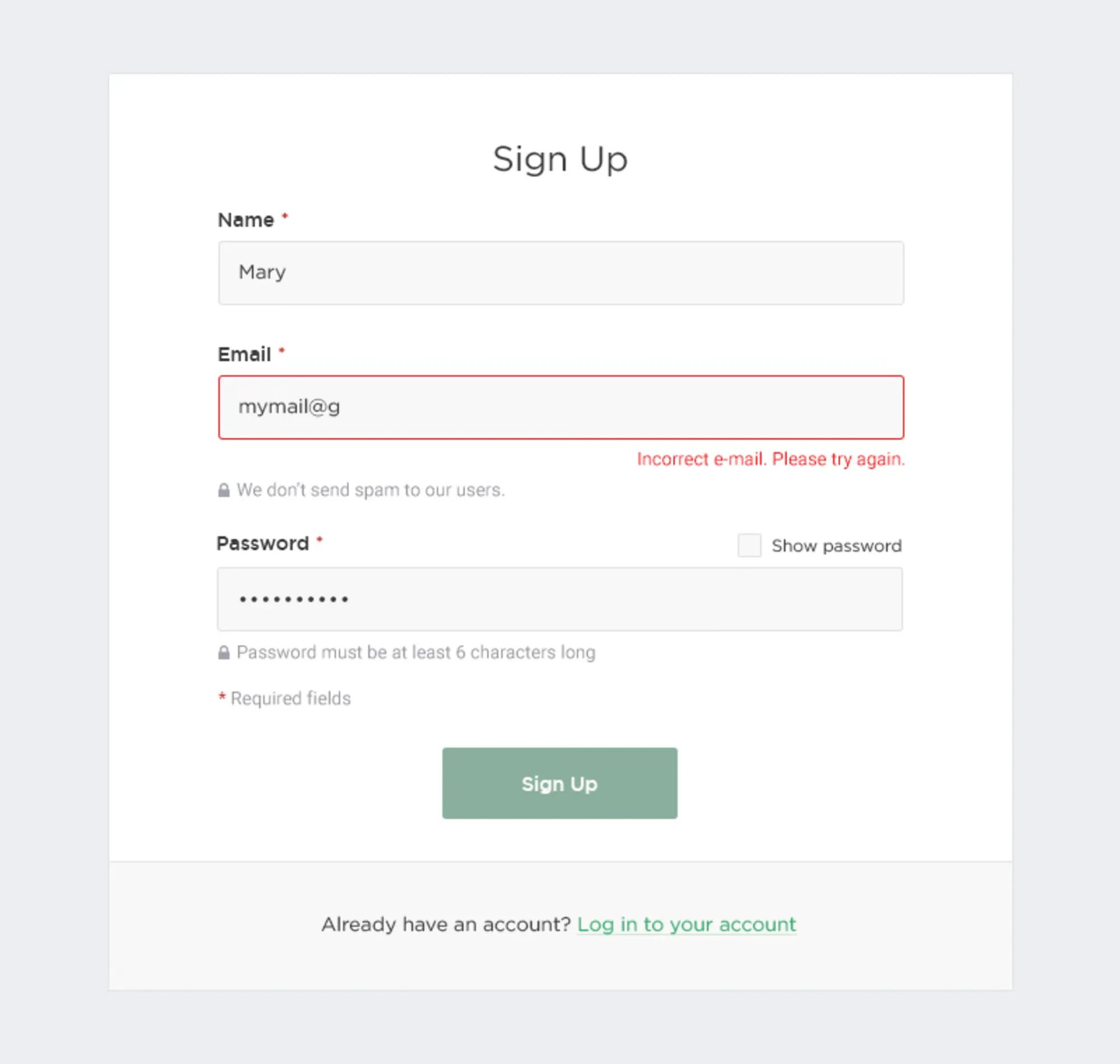 Form validations example